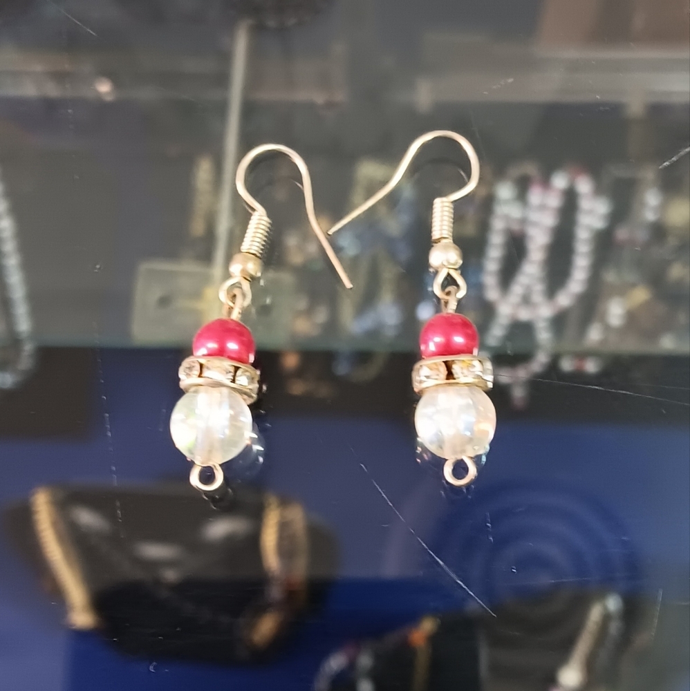 Elegant Red and Silver Dangle Earrings